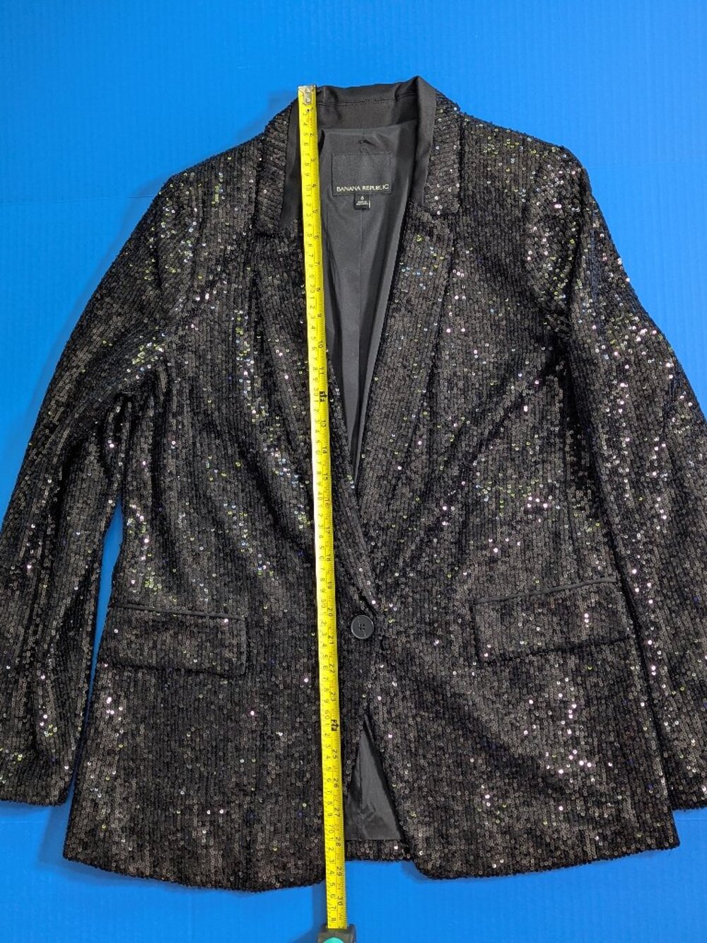 NWOT Banana Republic Soft Sequin Blazer Jacket, Black, Size 6 - Picture 7 of 15